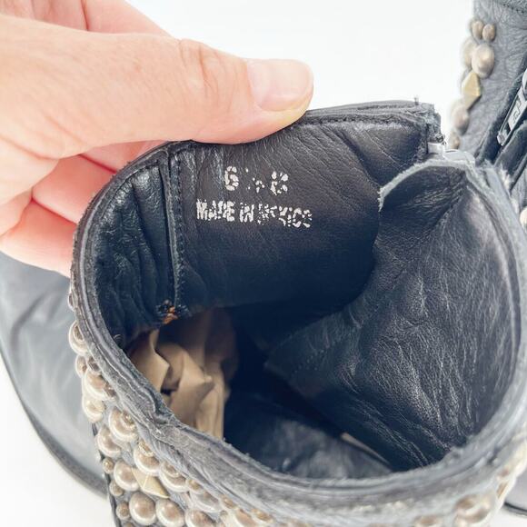 Old Gringo Black Leather Mini Belinda Studded Ankle Western Cowgirl Boot sz 6.5 - Picture 9 of 11